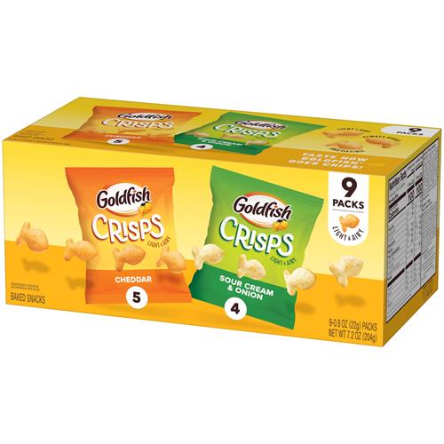 Goldfish Crisps Baked Chip Crackers Variety Pack, 0.8 Oz Snack Packs, 9 Pk