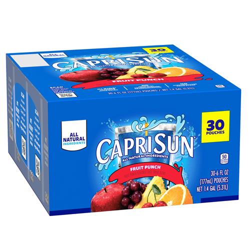 Capri Sun Fruit Punch Flavored Juice Drink Blend, 30 Ct Box, 6 Fl Oz Pouches