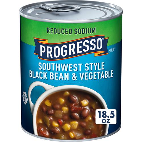 Progresso Reduced Sodium, Southwest Style Black Bean & Vegetable Canned Soup, Gluten Free, 18.5 Oz.
