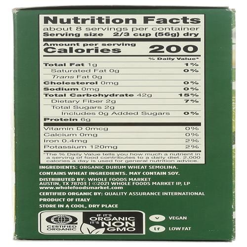 Whole Foods Market, Organic Orecchiette Rigate, 16 Oz