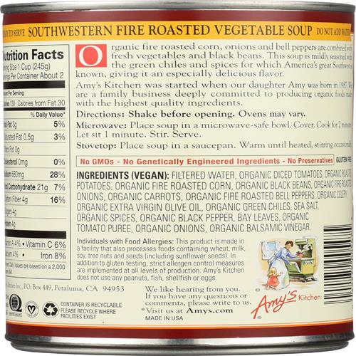 Amys Organic Soup Fire Roasted Southwestern Vegetable -- 14.3 Oz