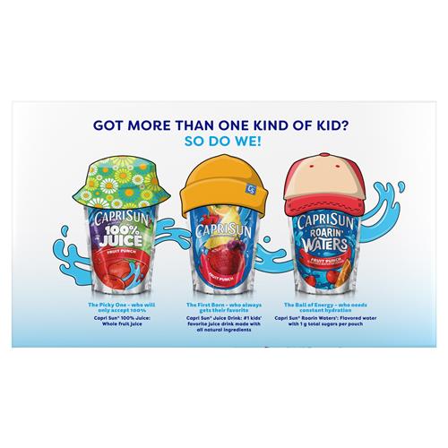 Capri Sun Roarin Waters Strawberry Kiwi Flavored With Other Natural Flavor Water Beverage, 10 Ct Box, 6 Fl Oz Drink Pouches