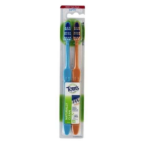 Toms Of Maine Naturally Clean Toothbrush, Soft, 2-Pack (Packaging May Vary)