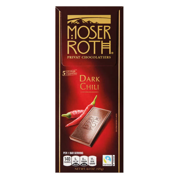 Moser Roth Dark Chili Chocolate Bar, 4.4 oz