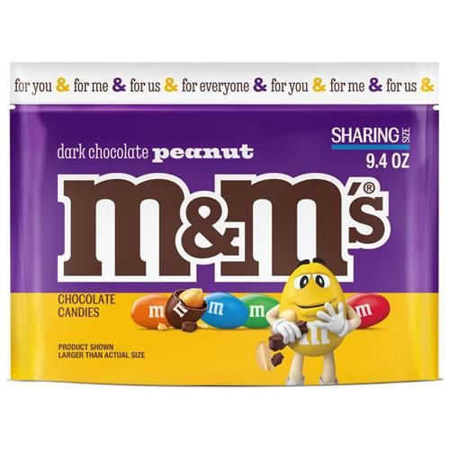 M&Ms Peanut Dark Chocolate Candy, Sharing Size, 9.4 Oz Resealable Bag