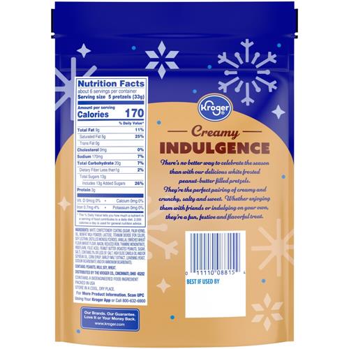 Kroger White Chocolate-Covered Peanut Butter-Filled Pretzels 7 oz
