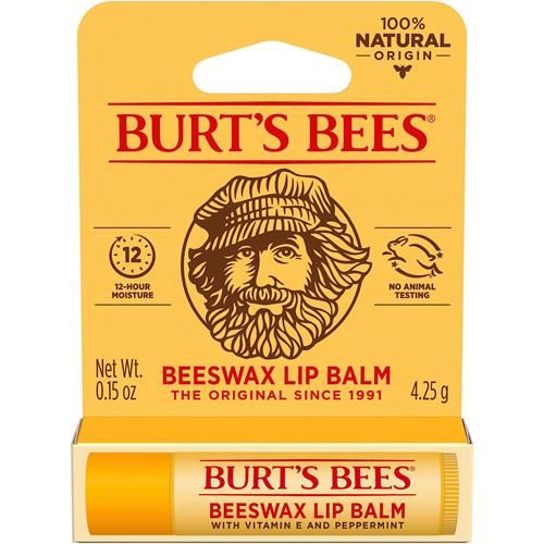 Burts Bees Beeswax Lip Balm, Lip Moisturizer With Responsibly Sourced Beeswax, Tint-Free, Natural Conditioning Lip Treatment, 1 Tube, 0.15 Oz.