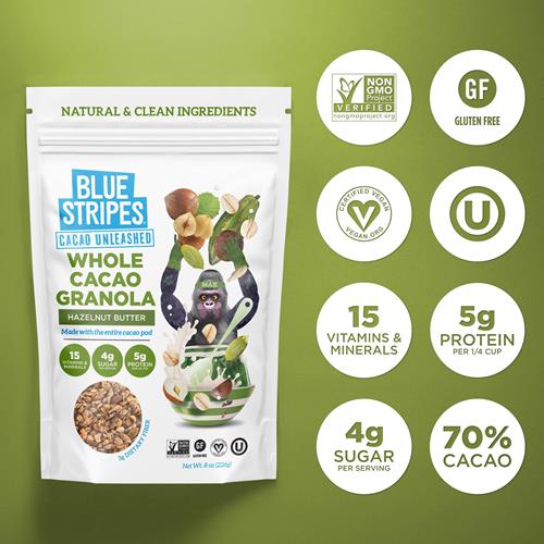 Blue Stripes Hazelnut Butter Cacao Granola, 8 Oz