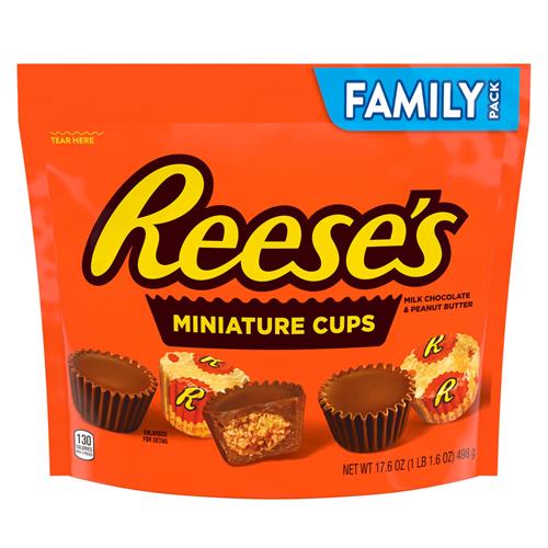 Reeses Miniatures Milk Chocolate Peanut Butter Cups, Candy Family Pack, 17.6 Oz