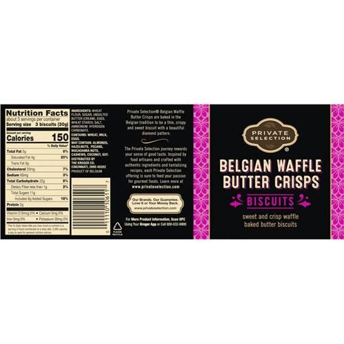 Private Selection Sweet & Buttery Belgian Waffle Butter Crisps Biscuits 3.52 oz