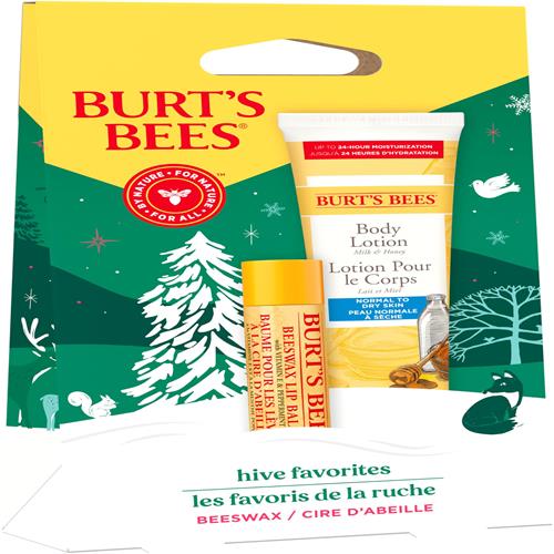 Burts Bees Hive Favorites Gift Set, Vanilla Bean Lip Balm And Milk And Honey Body Lotion, Natural Origin Skin Care And Lip Care, 0.15 Oz./1 Oz.