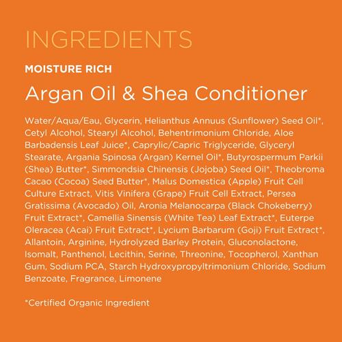 Andalou Naturals Conditioner, Moisture Rich Hair Conditioner, 11.5 Oz, Argan Oil, Shea Butter, Avocado Oil & Vitamin E, Moisturizing For Dry Hair