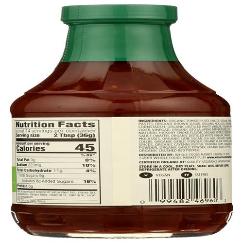 Whole Foods Market, Bbq Sauce Kansas City Organic, 18 Ounce