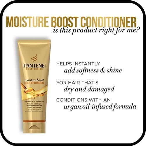 Pantene Gold Series Sulfate-Free Moisture Boost Conditioner Infused With Argan Oil For Curly, Coily Hair, 8.4 Fl Oz