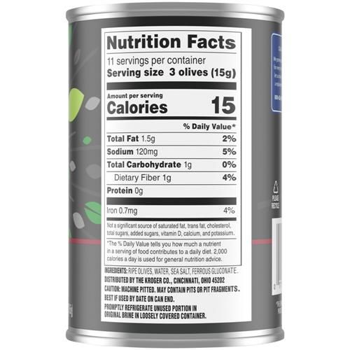Kroger Jumbo Pitted Ripe Olives 5.75 oz