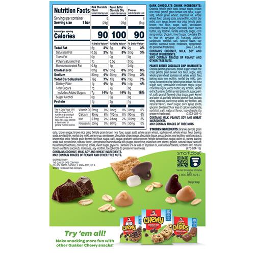 Quaker Chewy Granola Bars, Variety Pack, 0.84 Oz Bars, 18 Ct