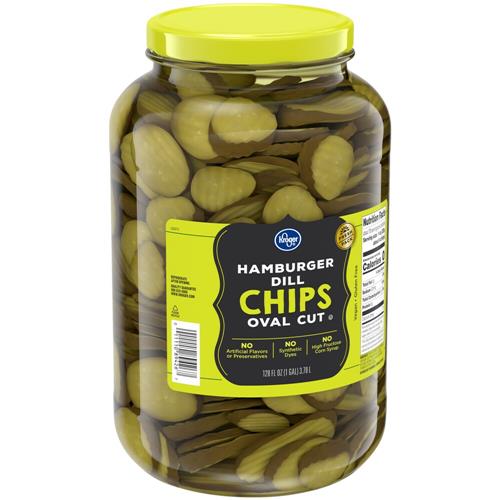 Kroger Oval Cut Hamburger Dill Pickle Chips 1 gal