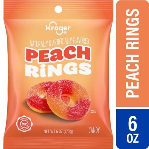 Kroger Peach Gummi Rings Candy Bag 6 oz