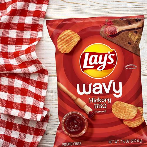 Lays Wavy Potato Chips Barbecue Flavor Hickory Bbq, 7.5 Oz