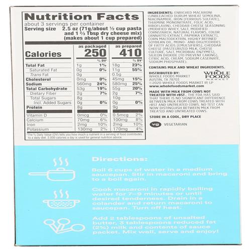 Whole Foods Market Macaroni And Cheese, 7.25 Ounce