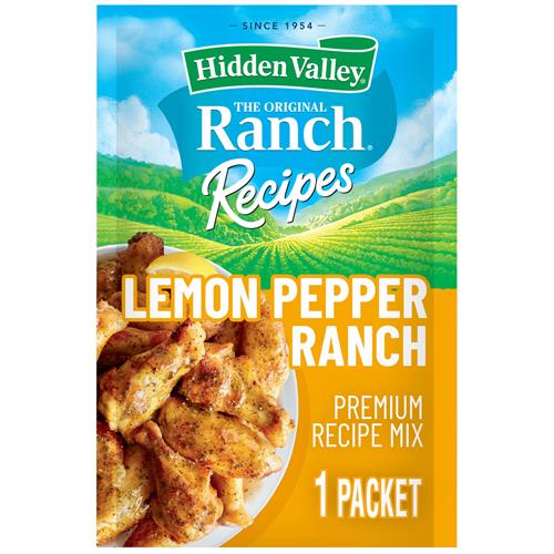 Hidden Valley Ranch Recipes Lemon Pepper Ranch Premium Recipe Mix, Bright Citrus Flavor With A Ranch Twist, 1 Packet (Package May Vary)
