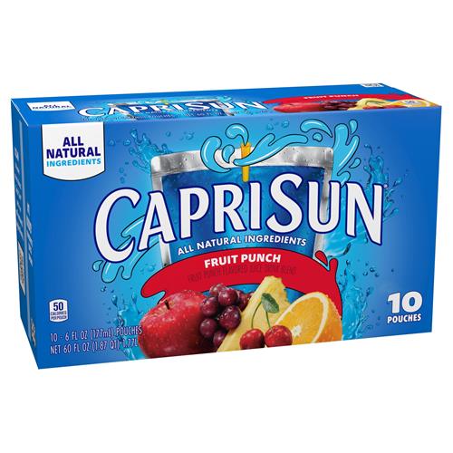 Capri Sun Fruit Punch Flavored With Other Natural Flavor Juice Drink Blend, 10 Ct Box, 6 Fl Oz Pouches