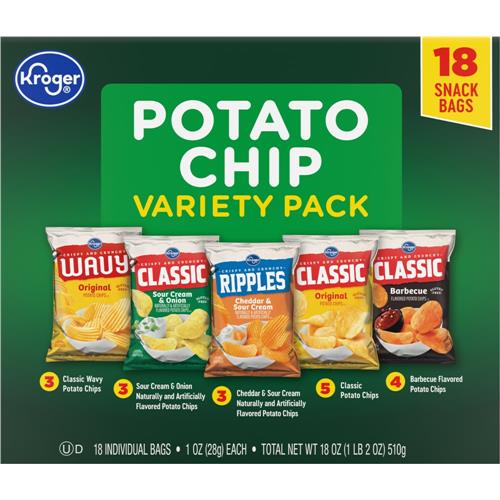 Kroger Potato Chip Variety Pack 18 ct / 1 oz