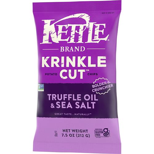 Kettle Brand Potato Chips, Krinkle Cut Truffle And Sea Salt, 7.5 Oz