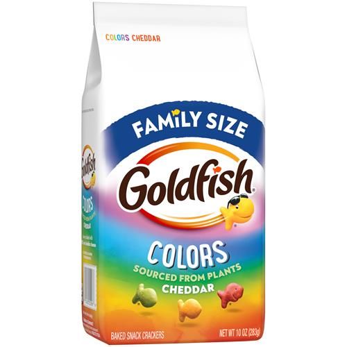 Goldfish Colors Cheddar Crackers, Snack Crackers, Family Size 10 Oz. Bag