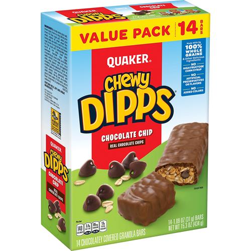 Quaker Chewy Dipps Granola Bars Chocolate Chip, 1.09 Oz, 14 Ct