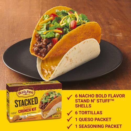 Old El Paso Stacked Queso Crunch Taco Kit, 6-Count, 13.25 Oz.