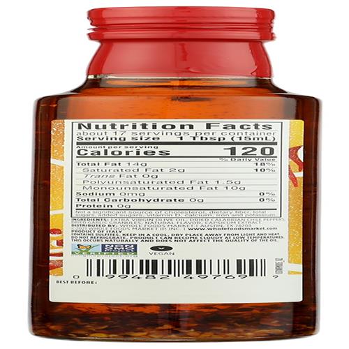 Whole Foods Market, Calabrian Chile & Garlic Infused Olive Oil, 8.45 Fl Oz