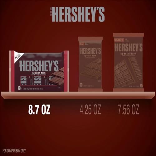 Hersheys Special Dark Mildly Sweet Chocolate Candy Bars, 1.45 Oz (6 Count)