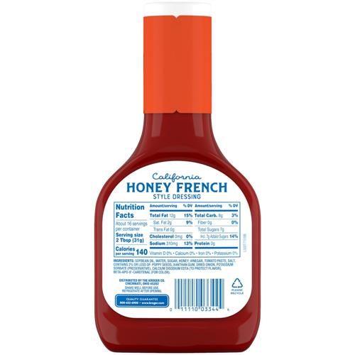 Kroger California Honey French Style Salad Dressing 16 fl oz