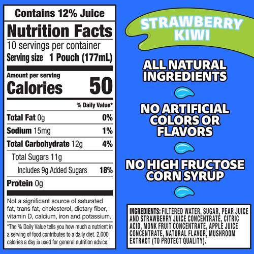 Capri Sun Strawberry Kiwi Flavored With Other Natural Flavor Juice Drink Blend, 10 Ct Box, 6 Fl Oz Pouches