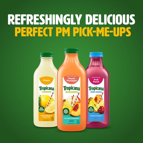 Tropicana Refreshers Peach Pineapple Juice Drink, With Real Fruit Juice, 46 Fl Oz Bottle