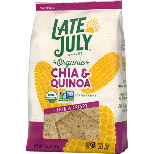 Late July Snacks Thin And Crispy Organic Tortilla Chips With Chia And Quinoa, 10.1 Oz Bag