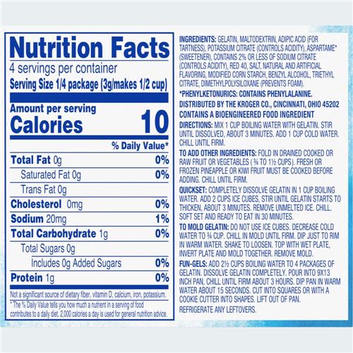 Kroger Sugar Free Strawberry Gelatin Dessert Mix 0.44 oz