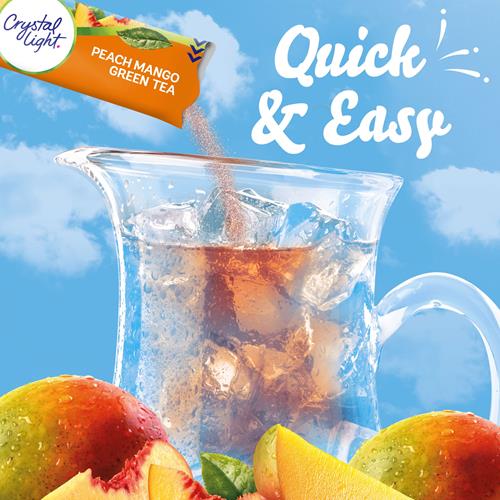 Crystal Light Peach Mango Green Tea Naturally Flavored Powdered Drink Mix, 5 Ct Pitcher Packets