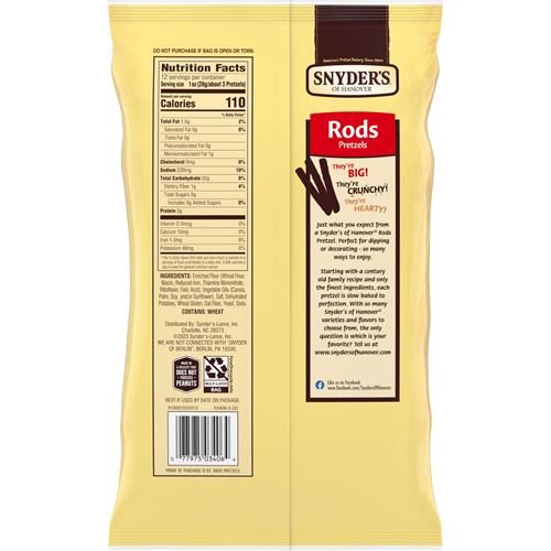 Snyders Of Hanover, Pretzel Rods, 12 Oz Bag