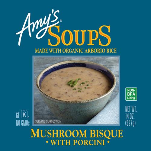 Amys Soup, Gluten Free, Mushroom Bisque With Porcini, 14 Oz
