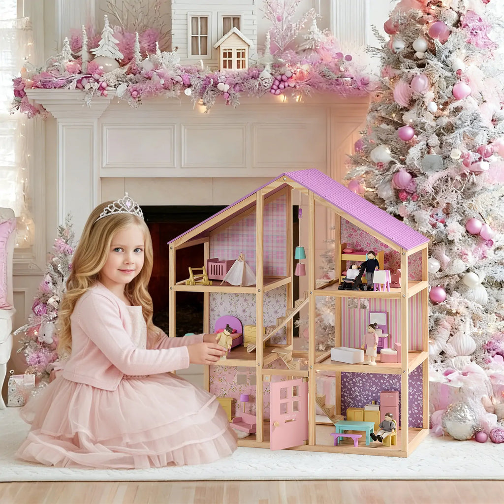 Tiny Land® Sweetwood Unicorn Dollhouse & Wooden Dollhouse Dolls