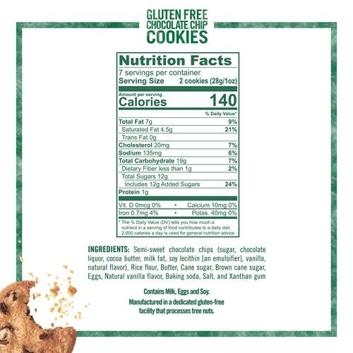Tates Bake Shop Gluten Free Chocolate Chip Cookies, Gluten Free Cookies, 7 Oz