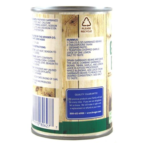 Kroger Garbanzo Beans Chick-Peas 15.5 oz