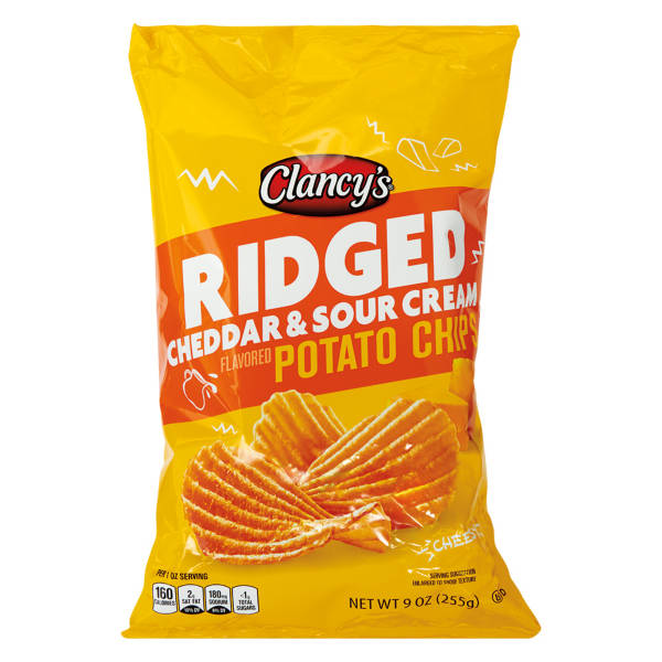 Clancy's Ridged Cheddar & Sour Cream Flavored Potato Chips, 9 oz