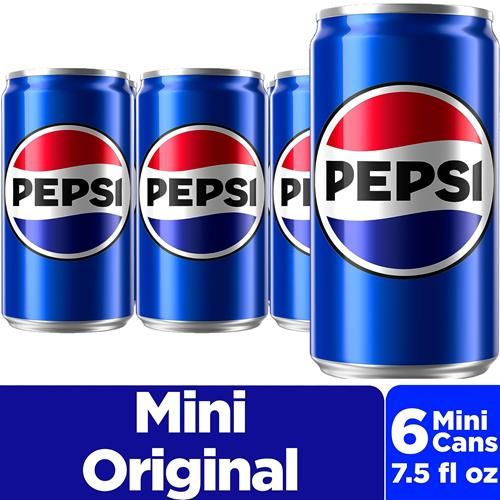 Pepsi Cola Soda Pop, 7.5Oz Mini Cans (6 Pack)