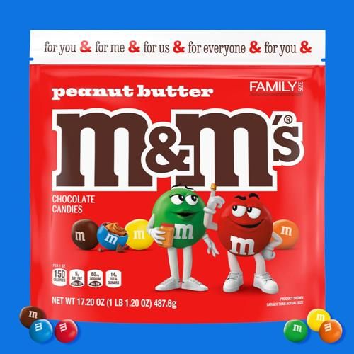 M&Ms Peanut Butter Milk Chocolate Candy, Family Size, 17.2 Oz Bag