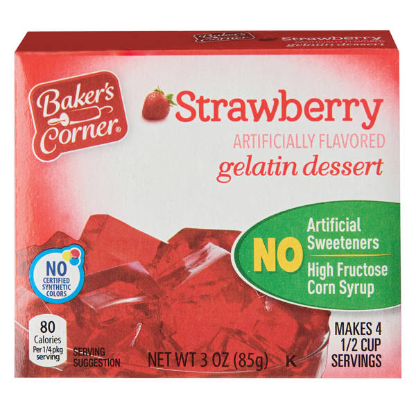 Baker's Corner Strawberry Gelatin Mix, 3 oz