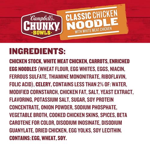 Campbells Chunky Soup, Classic Chicken Noodle Soup, 15.25 Oz Microwavable Bowl