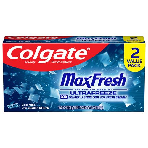 Colgate Maxfresh Whitening With Breath Strips Toothpaste Clean Mint 12.6 Ounce Total (2 Pack)